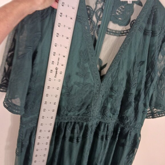 Eleter, Evergreen Lace Maxi Dress with Short Romper Underneath, Size XL, Fairy - Picture 14 of 16